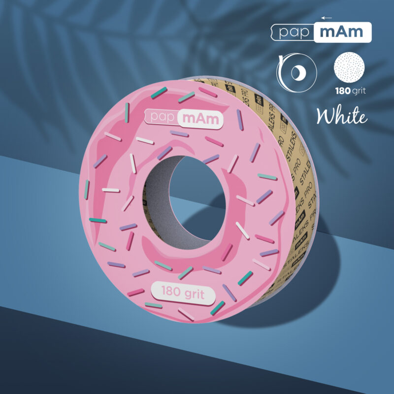 Recarga para bobina de plástico Donut - fita de lima descartável papmAm capa branca EXPERT grão 180