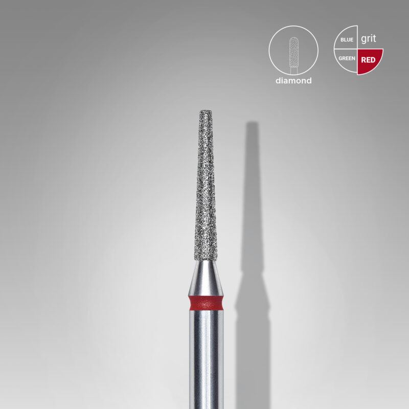 Broca diamantada para pele "frustum" vermelha EXPERT diâmetro 1,6 mm, parte útil 10 mm (divisível por 10)