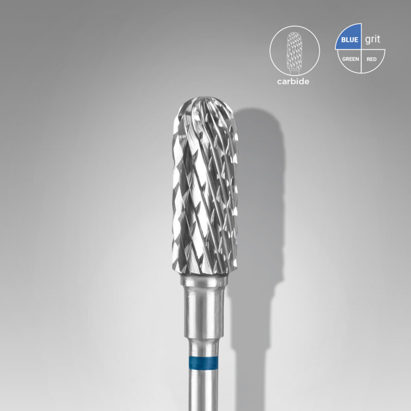 Broca de carboneto para unhas "cilindro" redondeado, azul, EXPERT, diâmetro 5 mm / parte útil 13 mm