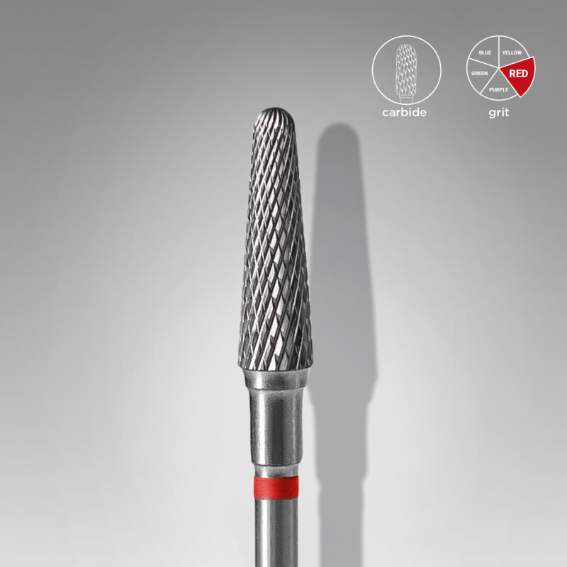 Broca de carboneto para unhas "frustum" vermelha EXPERT, diâmetro 4 mm / parte útil 13 mm