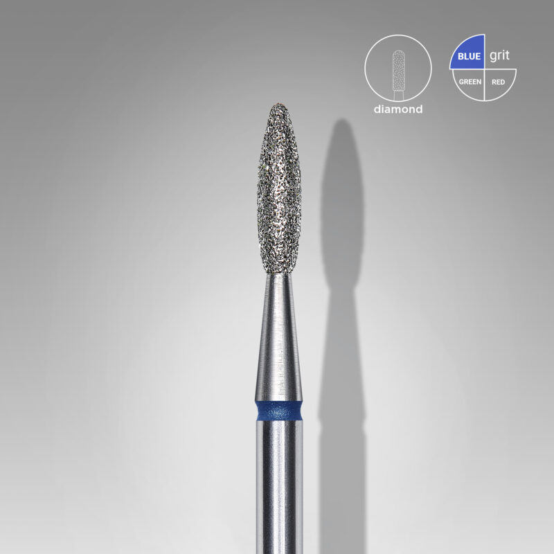 Broca diamantada para pele "chama" azul EXPERT diâmetro 2,1 mm, parte útil 8 mm (divisível por 10)