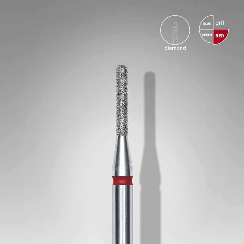 Broca diamantada para pele "cilindro" arredondada vermelha EXPERT diâmetro 1,4 mm, parte útil 8 mm (divisível por 10)