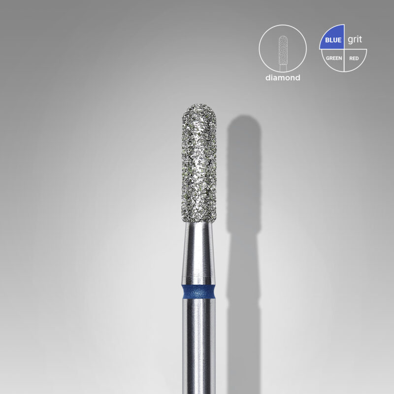 Broca diamantada para pele "cilindro" arredondada azul EXPERT diâmetro 2,3 mm, parte útil 8 mm (divisível por 10)