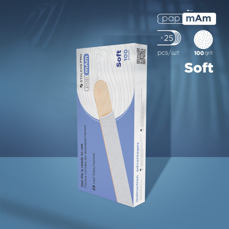 Lixas brancas descartáveis papmAm em camada macia de espuma e base de madeira EXPERT 20 granulação 100 (25 pcs)