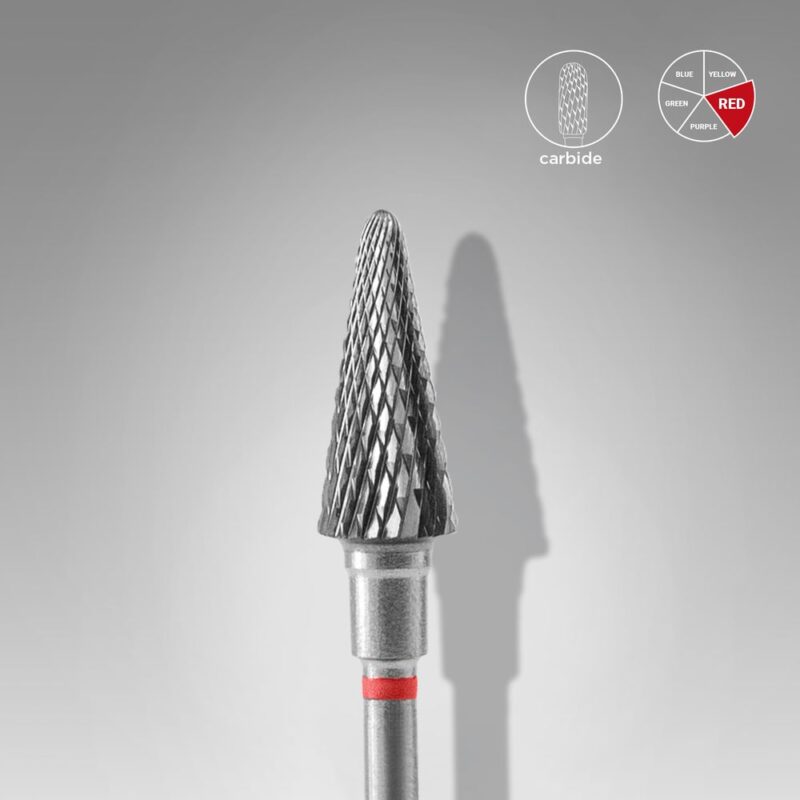 Broca de carboneto para unhas "cone" vermelha EXPERT, diâmetro 6 mm / parte útil 14 mm