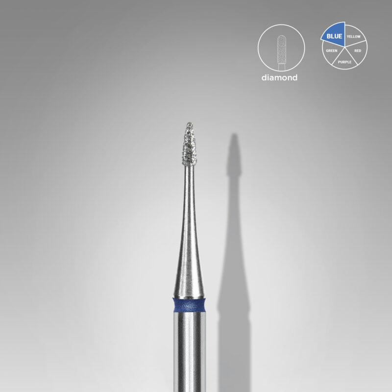 Broca diamantada para pele "chama" mini azul EXPERT diâmetro 1 mm, parte útil 3 mm (divisível por 10)