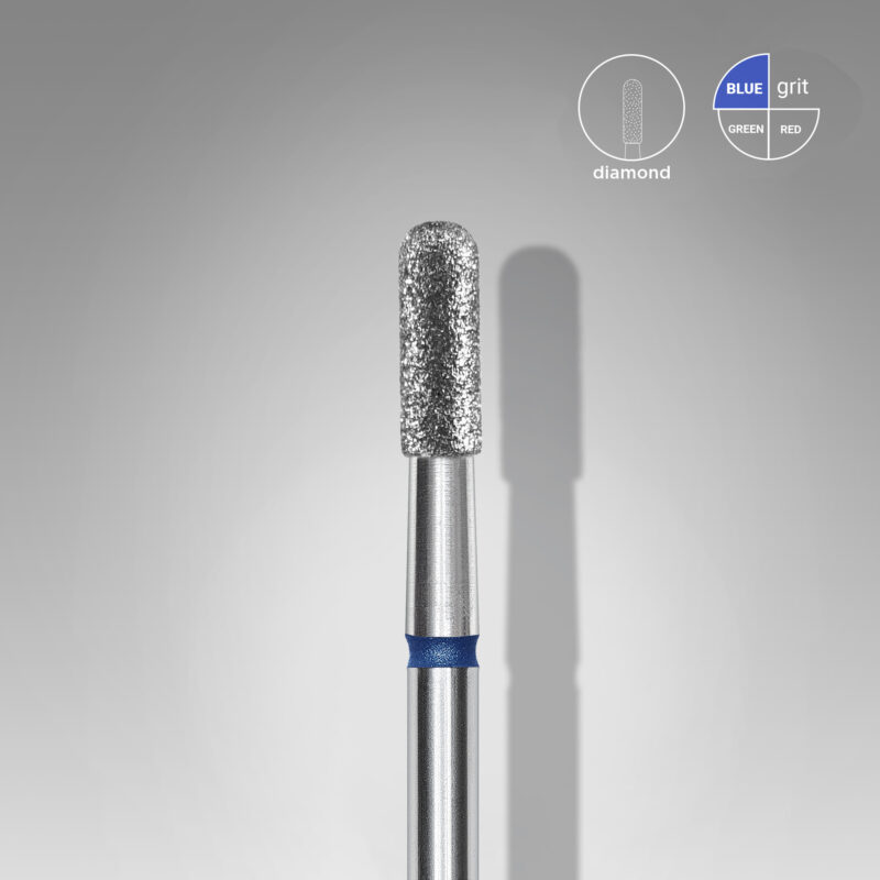 Broca diamantada para pele "cilindro" arredondada azul EXPERT diâmetro 2,3 mm, parte útil 6,5 mm (divisível por 10)