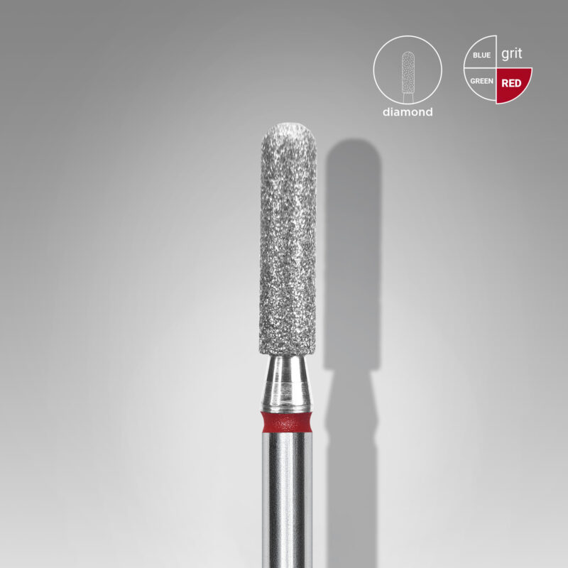 Broca diamantada para pele "cilindro" arredondada vermelha EXPERT diâmetro 2,5 mm, parte útil 10 mm (divisível por 10)