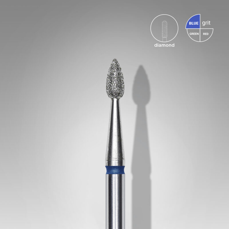 Broca diamantada para pele "gota" azul EXPERT diâmetro 2,3 mm, parte útil 5 mm (divisível por 10)
