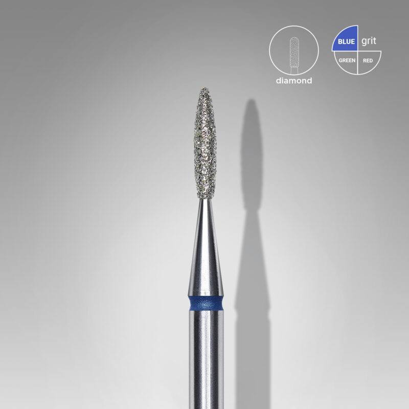 Broca diamantada para pele "chama" azul EXPERT diâmetro 1,6 mm, parte útil 8 mm (divisível por 10)