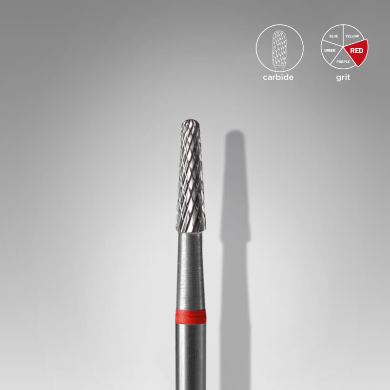Broca de carboneto para unhas "cone" vermelha EXPERT, diâmetro 2,3 mm / parte útil 8 mm