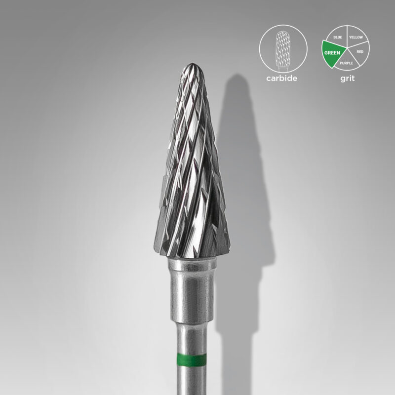 Broca de carboneto para unhas "cone" verde EXPERT, diâmetro 6 mm / parte útil 14 mm