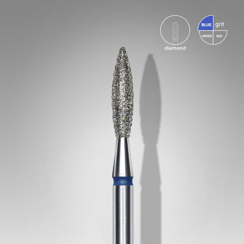 Broca diamantada para pele "chama" azul EXPERT diâmetro 2,3 mm, parte útil 10 mm (divisível por 10)