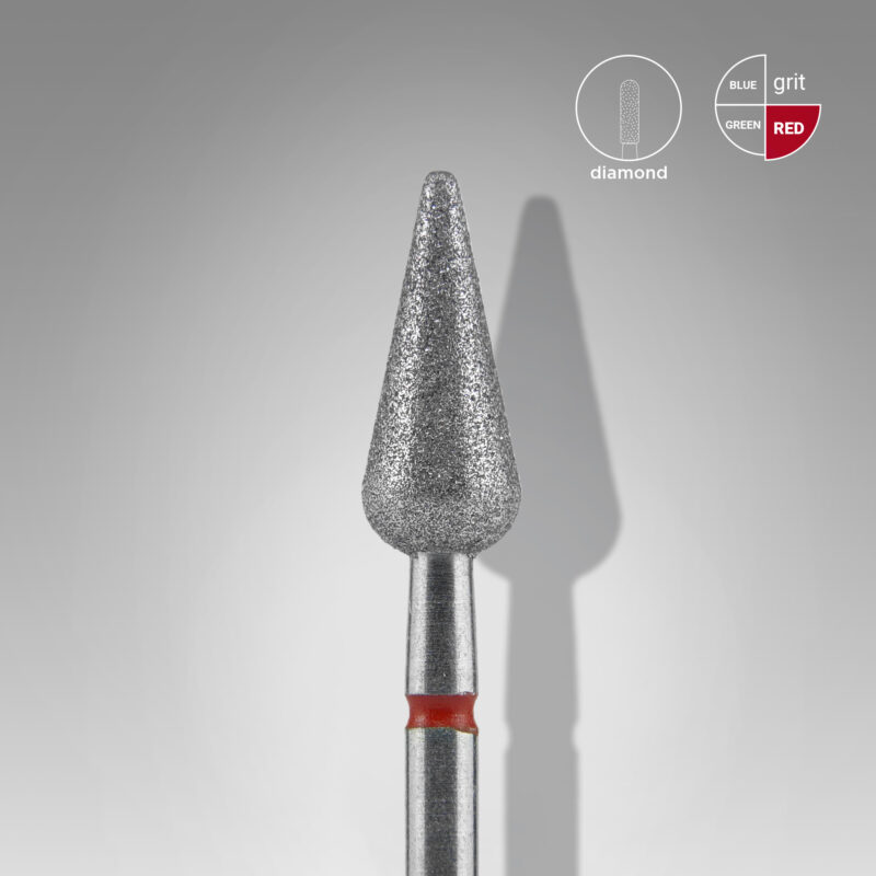 Broca diamantada para pele "pera" afiada vermelha EXPERT diâmetro 5 mm, parte útil 12 mm (divisível por 10)
