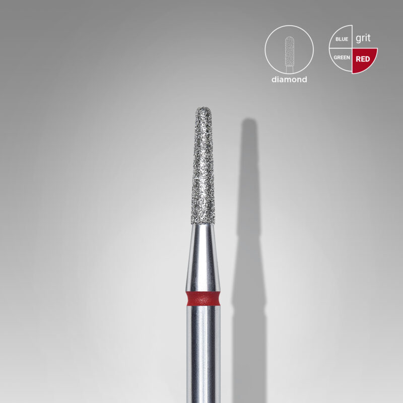 Broca diamantada para pele "frustum" vermelha EXPERT diâmetro 1,8 mm, parte útil 8 mm (divisível por 10)