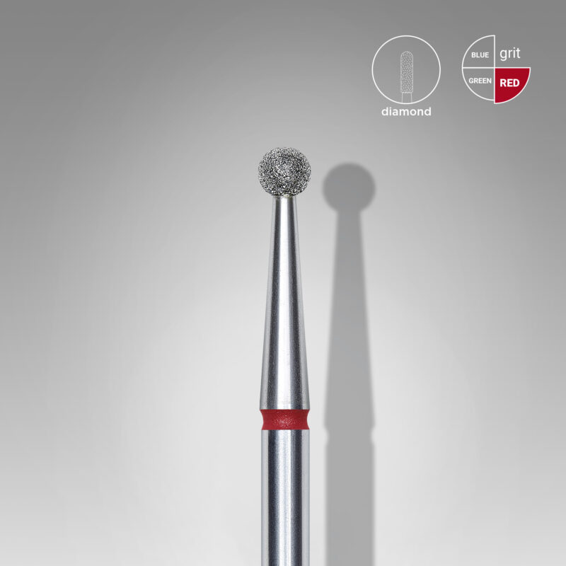 Broca diamantada para pele "bola" vermelha EXPERT diâmetro 2,5 mm (divisível por 10)