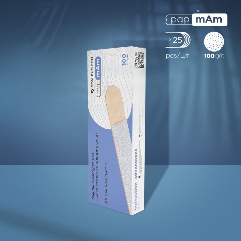 Lixas brancas descartáveis papmAm em base de madeira EXPERT 22 granulação 100 (25 pcs)