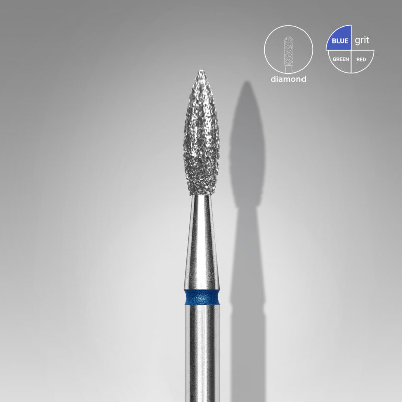 Broca diamantada para pele "chama" afiada azul EXPERT diâmetro 2,3 mm, parte útil 8 mm (divisível por 10)