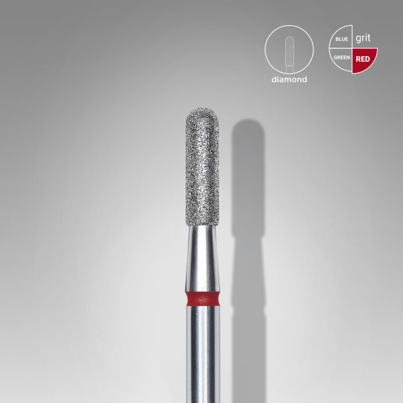 Broca diamantada para pele "cilindro" arredondada vermelha EXPERT diâmetro 2,3 mm, parte útil 8 mm (divisível por 10)