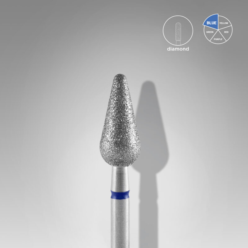 Broca diamantada para pele "pera" arredondada azul EXPERT diâmetro 5 mm, parte útil 12 mm (divisível por 10)