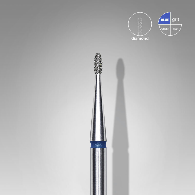Broca diamantada para pele "ponta" arredondada azul EXPERT diâmetro 1,2 mm, parte útil 3 mm (divisível por 10)