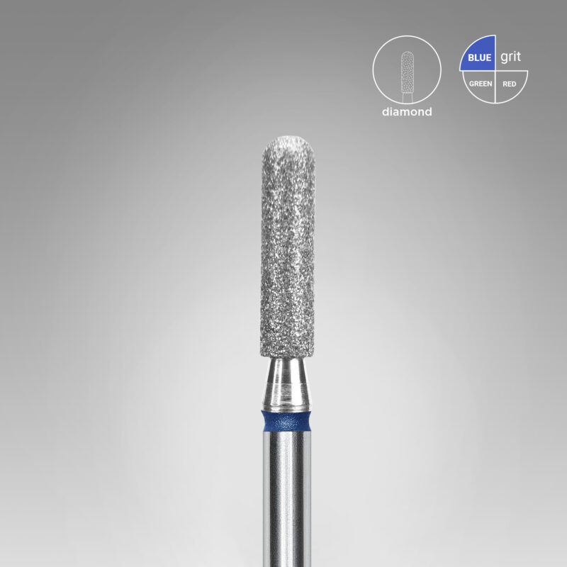 Broca diamantada para pele "cilindro" arredondada azul EXPERT diâmetro 2,5 mm, parte útil 10 mm (divisível por 10)